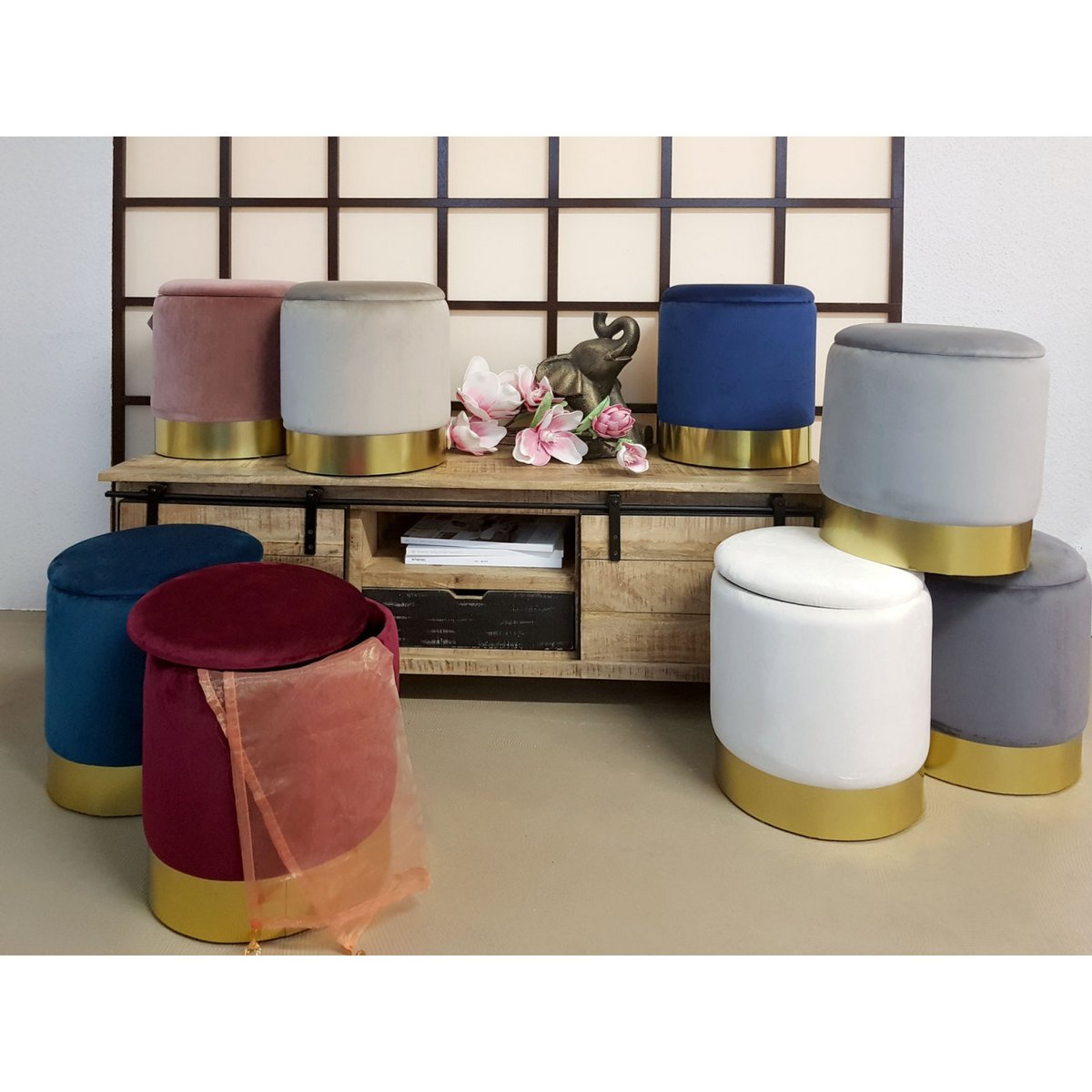 Ottomane met opbergruimte 31x38 cm velours