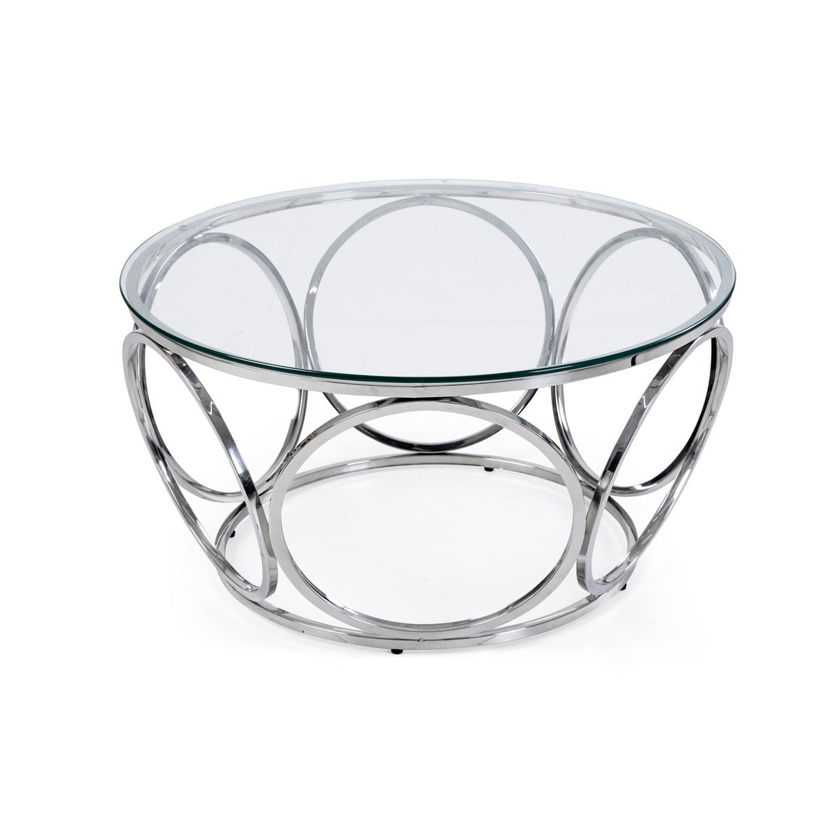 Coffee table Ø 80 cm silver/clear glass