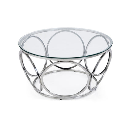 Coffee table Ø 80 cm silver/clear glass
