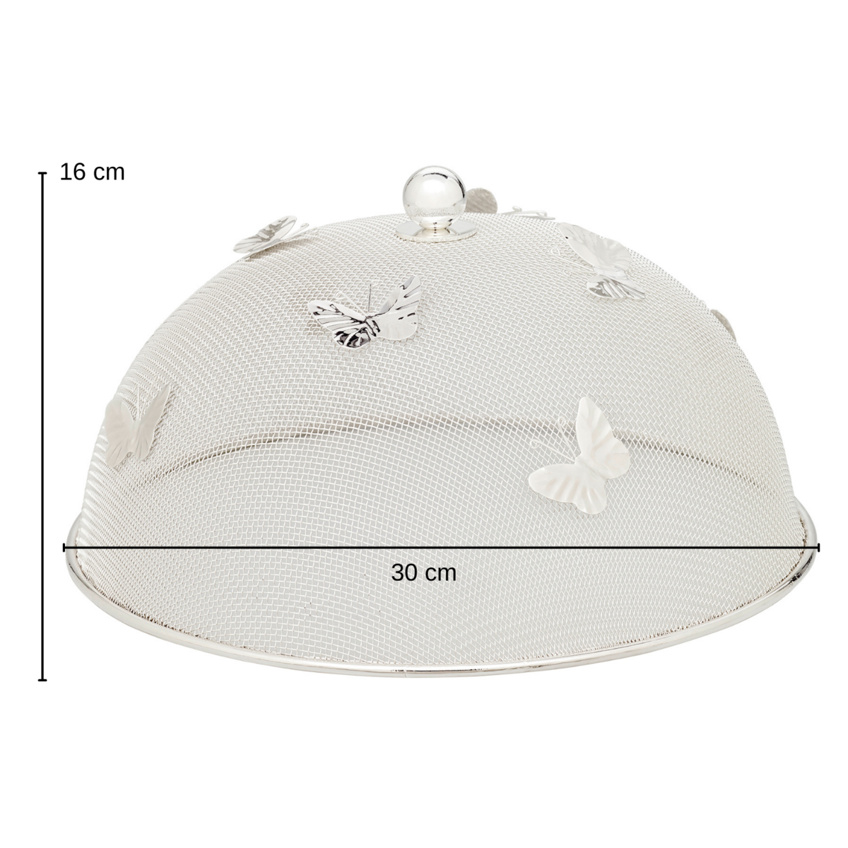 Eetparaplu beschermkap 30 cm verzilverd vlinder