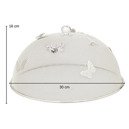 Eetparaplu beschermkap 30 cm verzilverd vlinder