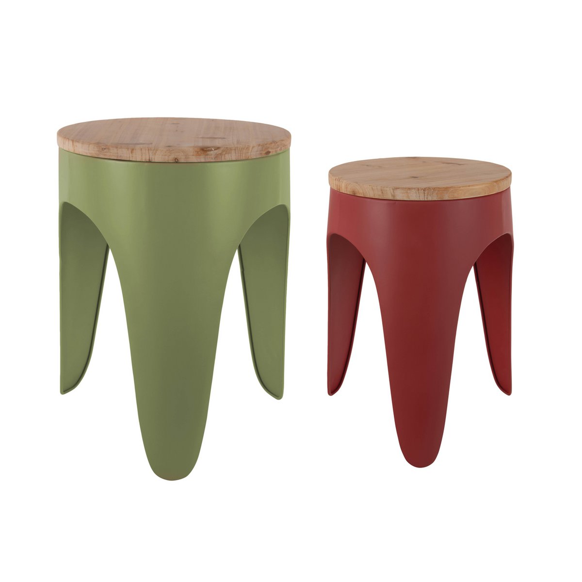 Krukjesset 2 stuks rood hout metaal