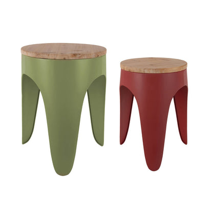Krukjesset 2 stuks rood hout metaal