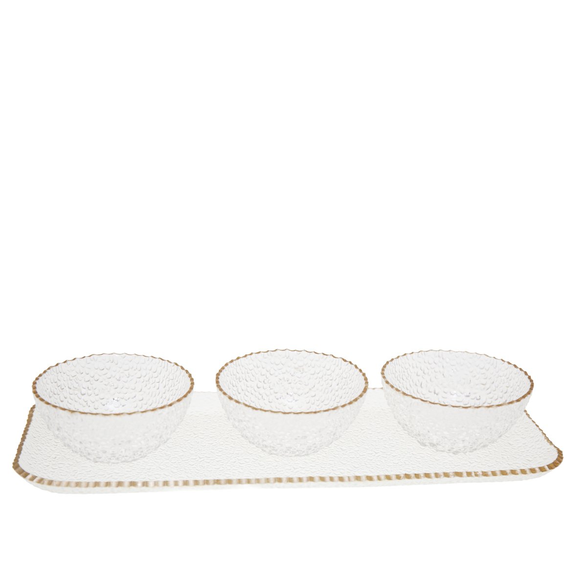 Aperitief set 3 glazen met gouden rand 38.5x14x6 cm