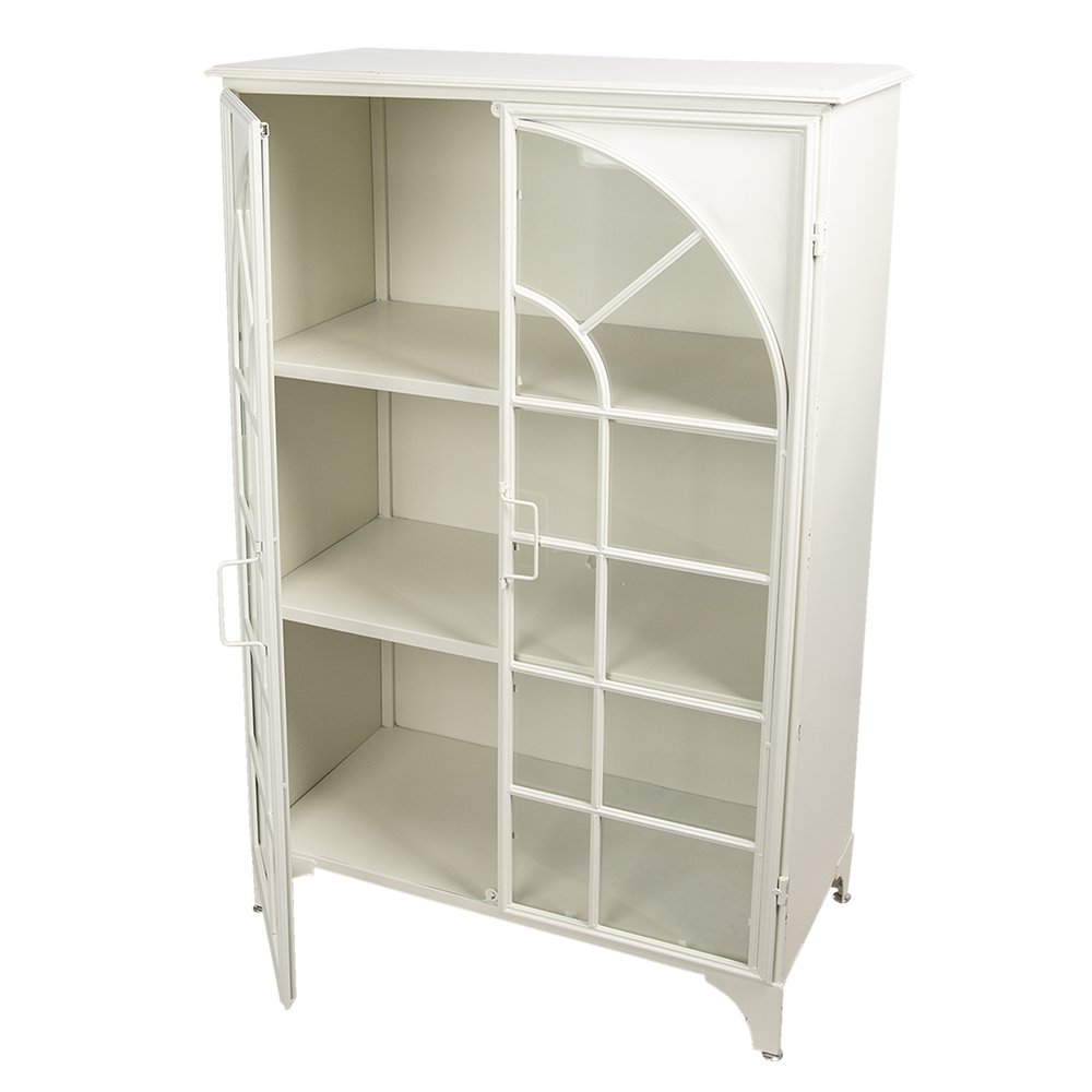Vitrinekast 80x41x120 cm wit ijzer