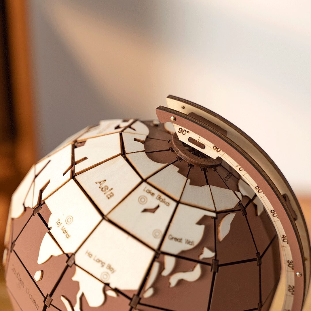 Houten 3D puzzel globe 16,2x14,6x23,4 cm