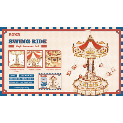 Robotime muziekdoosje 3D houten puzzel Swing Ride 22x22x27 cm