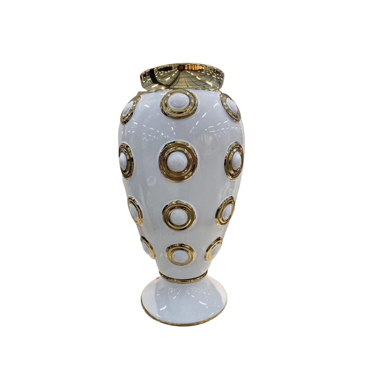 Vaas keramiek wit goud H46cm