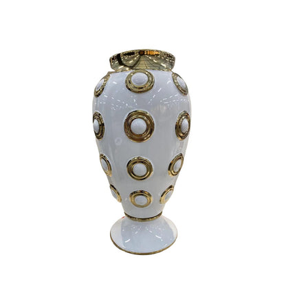 Vaas keramiek wit goud H46cm