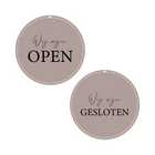 Open and closed sign beige