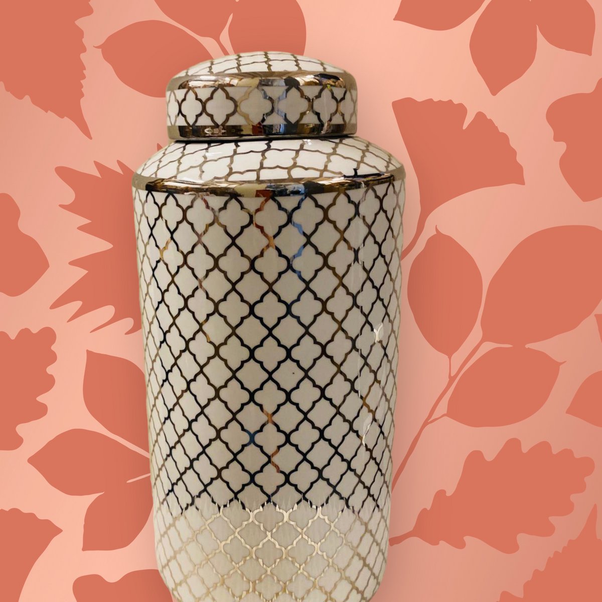 Keramische pot 35x15 cm wit zilver