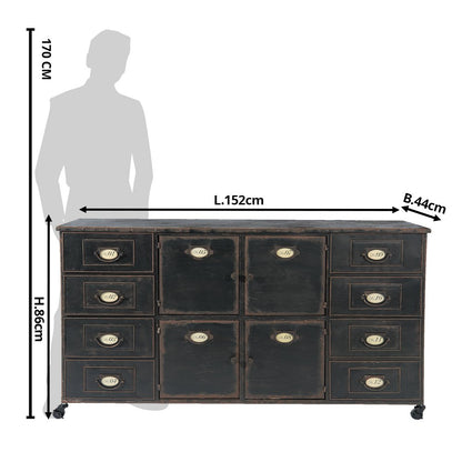 Chest of Drawers Brown, Iron 152x44x86 cm