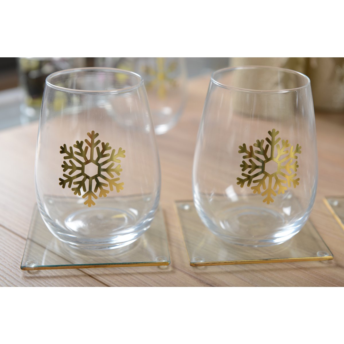 Onderzetters glas 10x10 cm goud rand set van 6