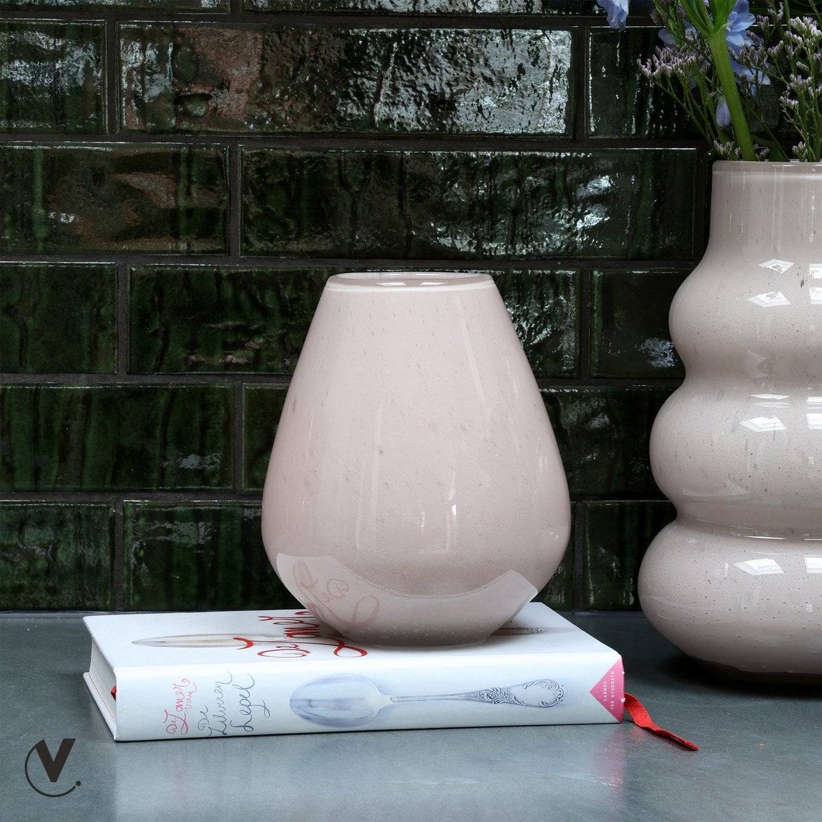 Vaas glas 18x20 cm beige