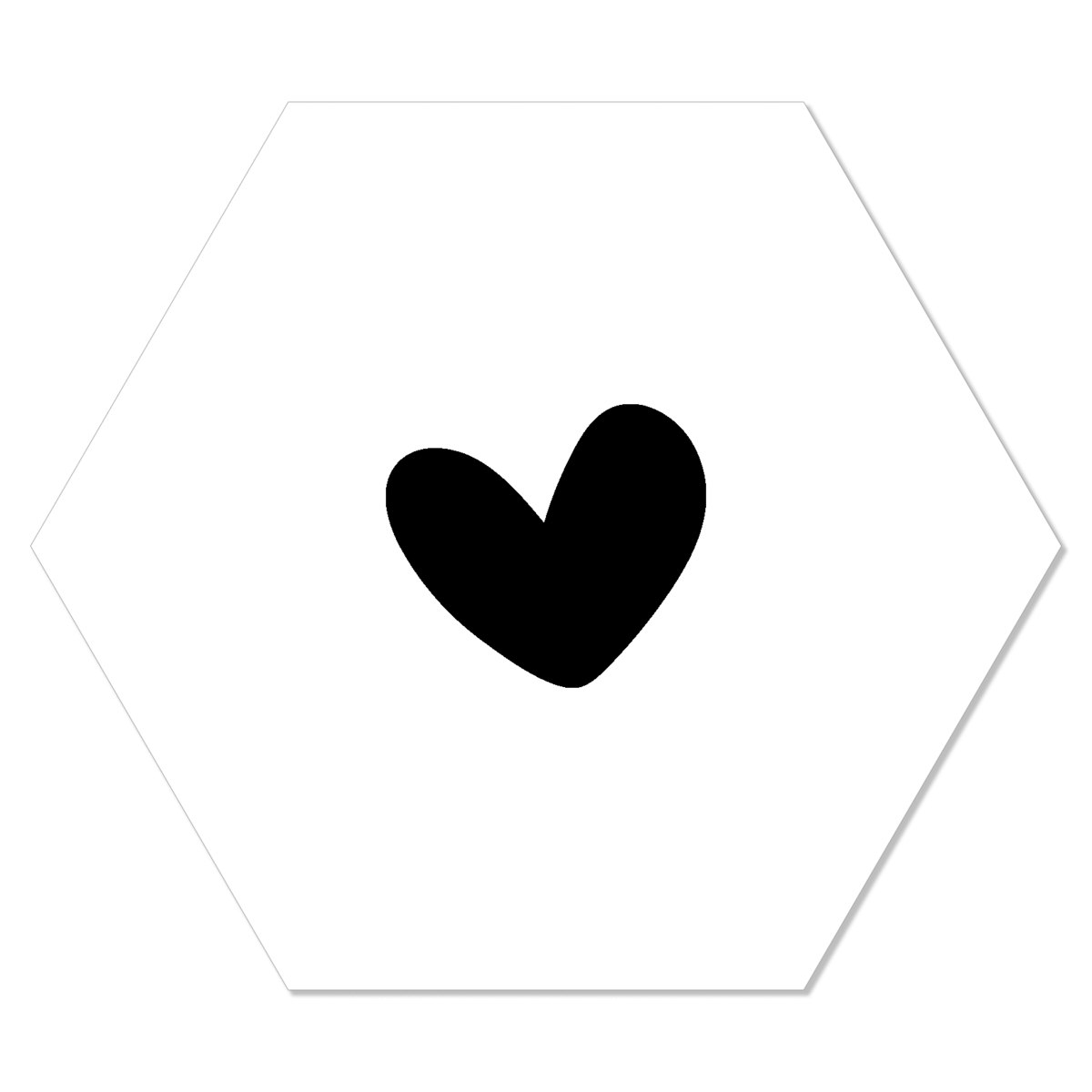 Muurdecoratie hexagon hart wit 24x20 cm