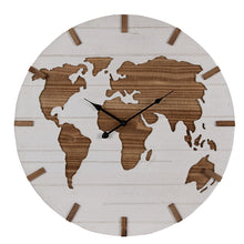 Wandklok Ø 60 cm MDF wereldkaart wit bruin