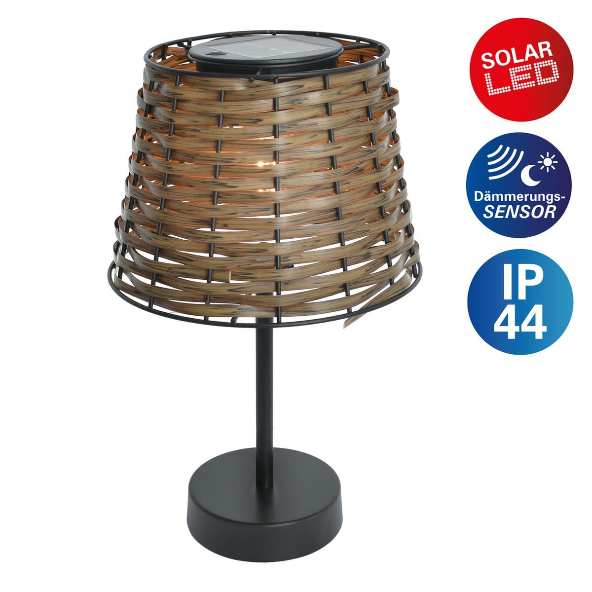 Tafellamp op zonne-energie 31 cm bruin poly rattan