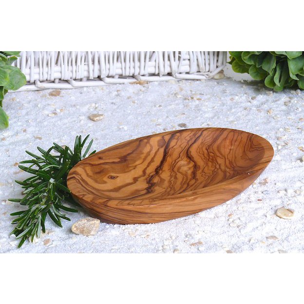 Olijfhouten schaaltje ovaal 17-19x11x3 cm