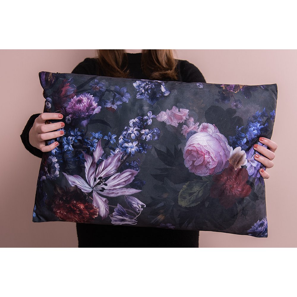 Sierkussen 60x40 cm groen bloemen
