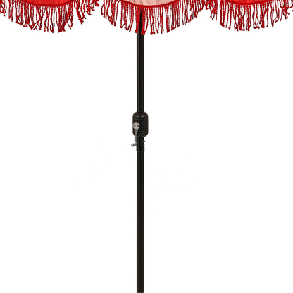 Parasol 235 cm rood met franjes