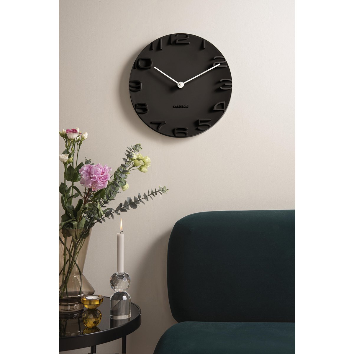 Wandklok Karlsson 50 cm zwart chroom