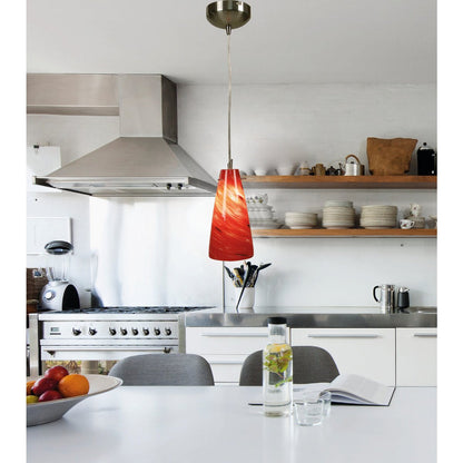 Hanglamp rood metaal glas 11x11x100 cm
