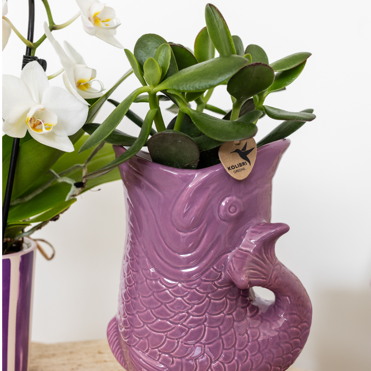 Sierpot keramiek vis ontwerp lila Ø9 cm