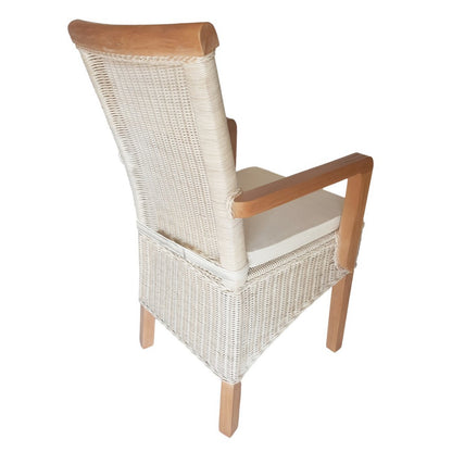 Eetkamerstoelen Set Van 2 Met Armleuningen Rattan Wit Perth