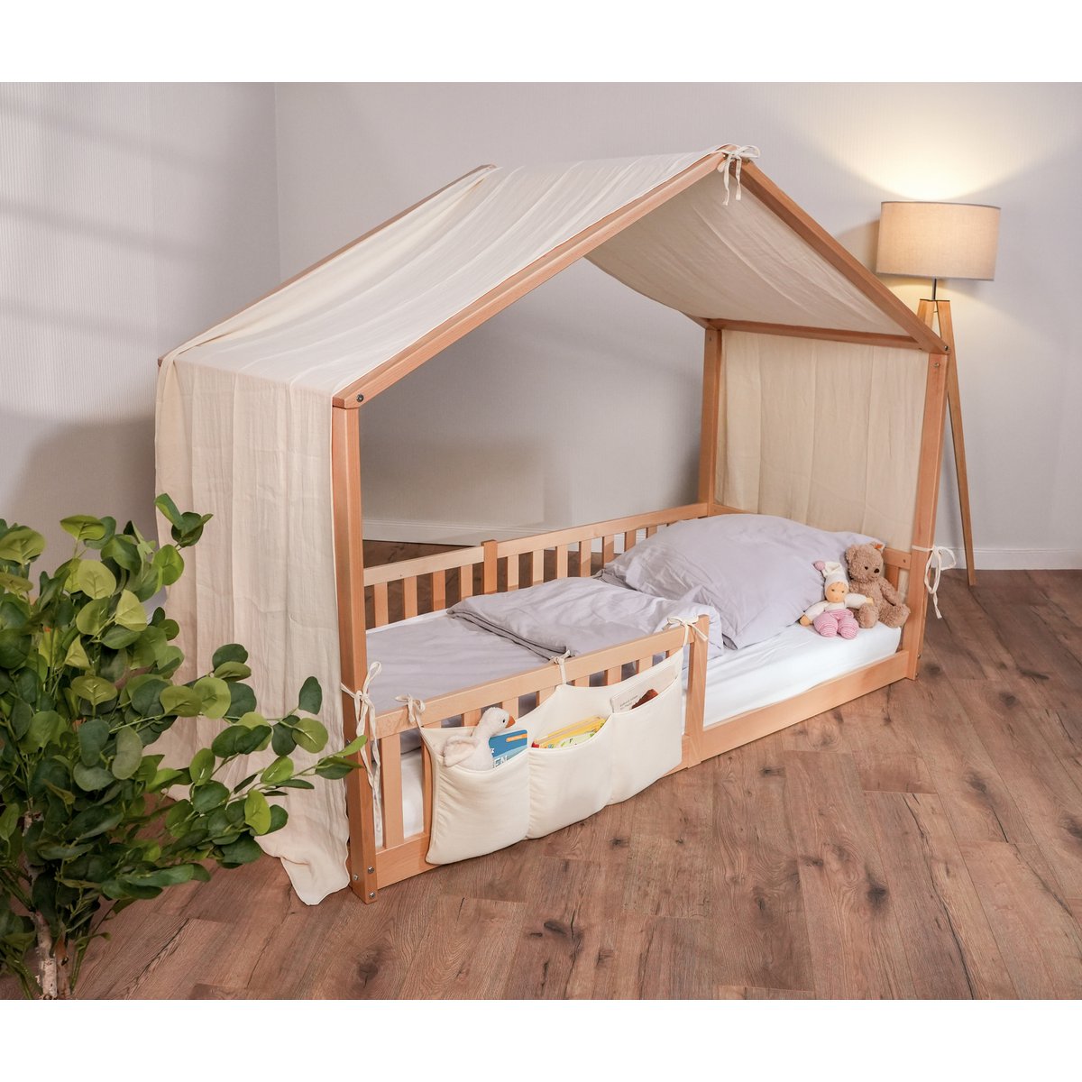 Luifel huisbed 90x200 cm crème katoen