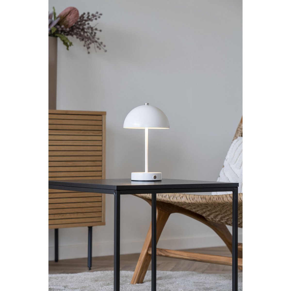Tafellamp LED wit metaal oplaadbaar 15x15x25 cm