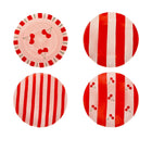Cherry-red striped dessert plates - set of 4