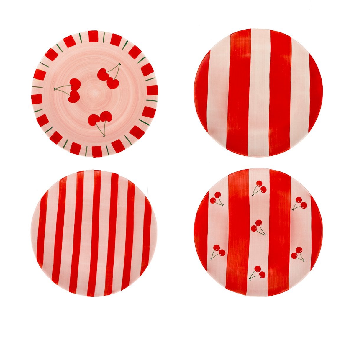 Dessertbordjes kersenrood keramiek set van 4
