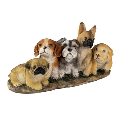 Beeld Hond 33x12x17 cm Bruin Beige Kunststof Woonaccessoires