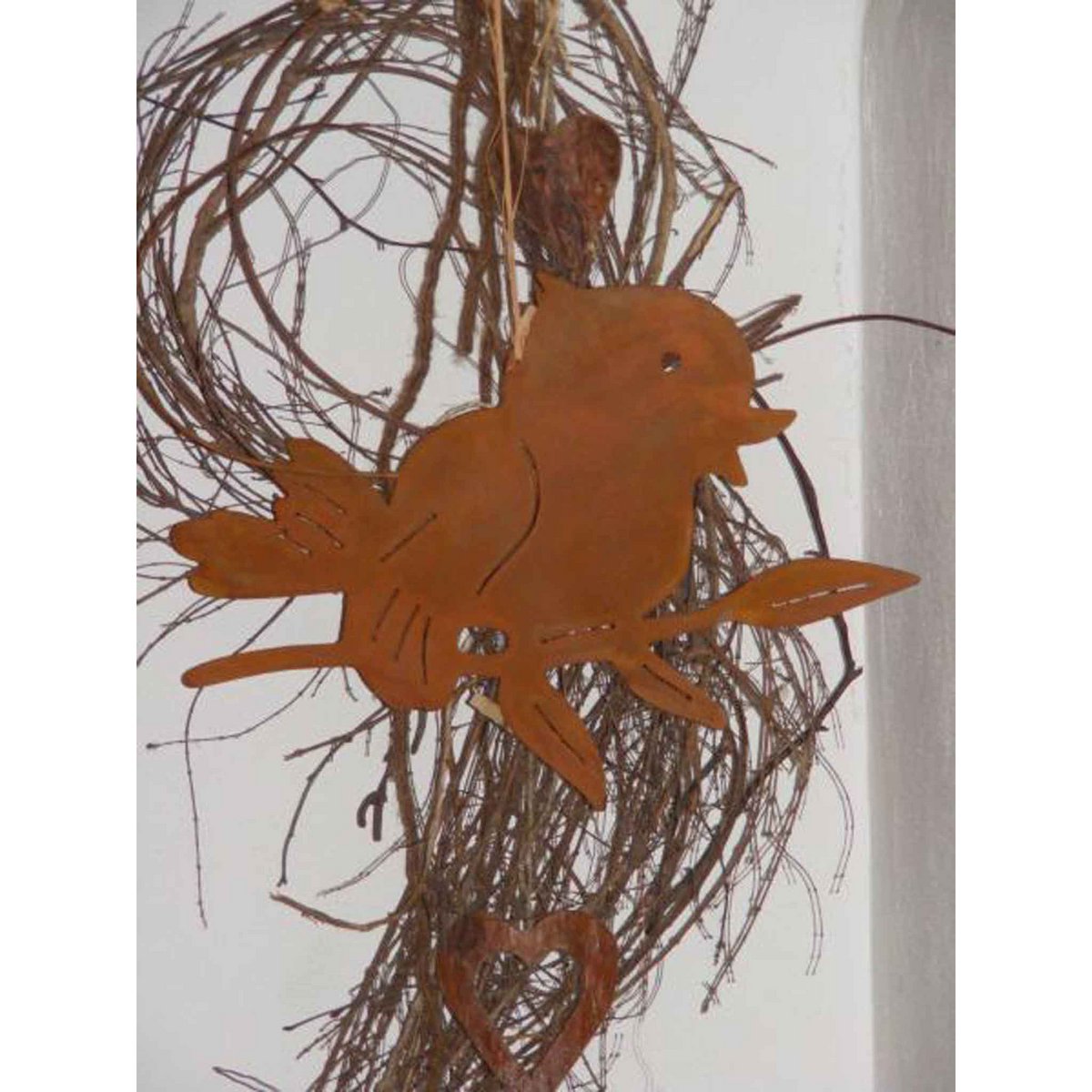 Hangdecoratie vogel Hansi roestkleurig 35 cm