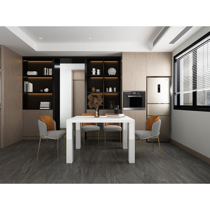 Eettafel 120-240x80 cm wit hoogglans MDF