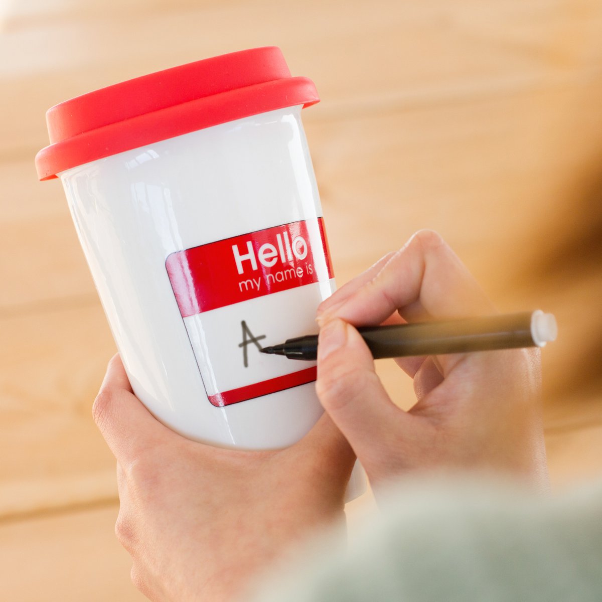 Keramische mok 275 ml rood wit