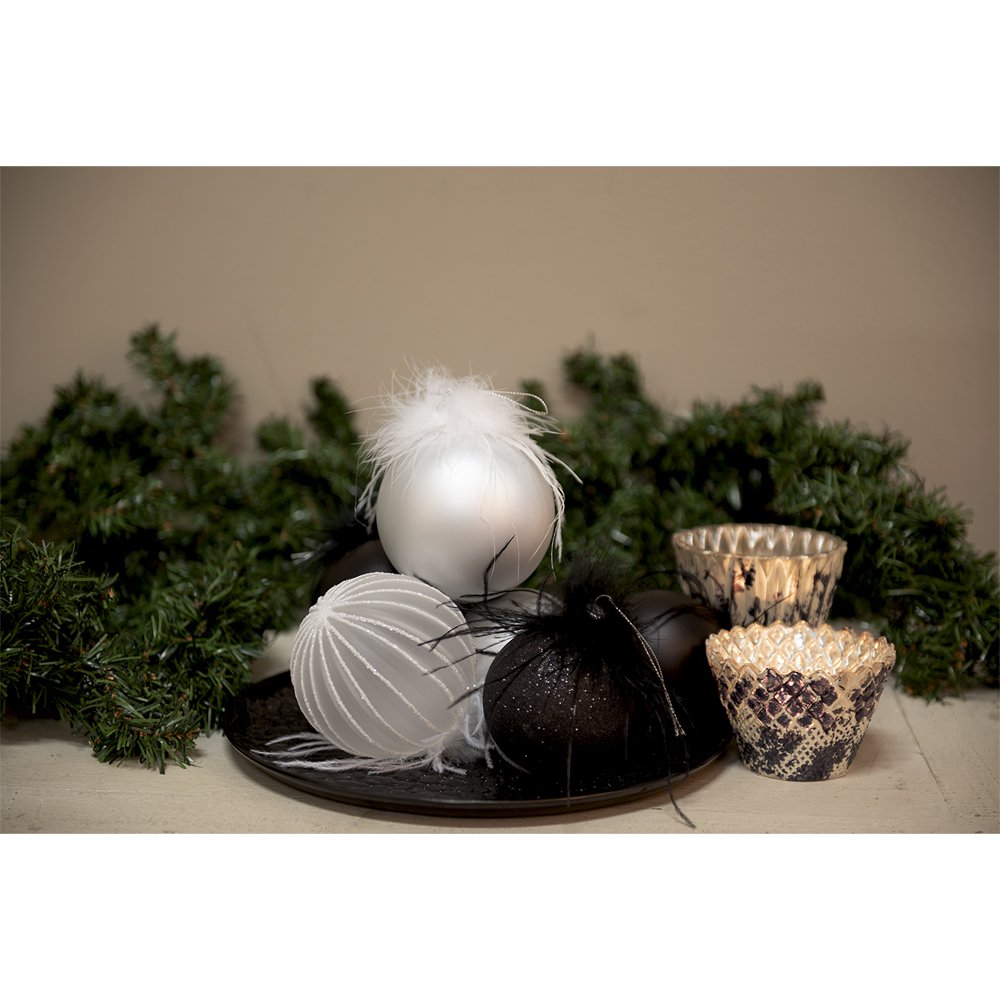 Christmas Ball Set of 4 Ø 10 cm Silver-colored White Glass Christmas Decoration