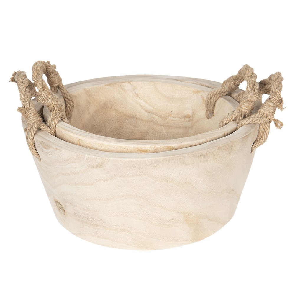 Opbergmand set van 2 Ø 36/29 cm beige hout