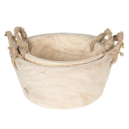 Opbergmand set van 2 Ø 36/29 cm beige hout