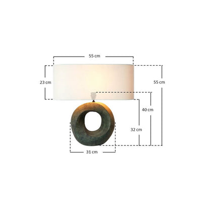 Tafellamp keramiek linnen groen beige 55 cm