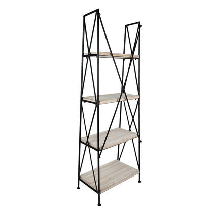 Stellingkast Zwart Bruin, Hout en IJzer 60x41x181 cm