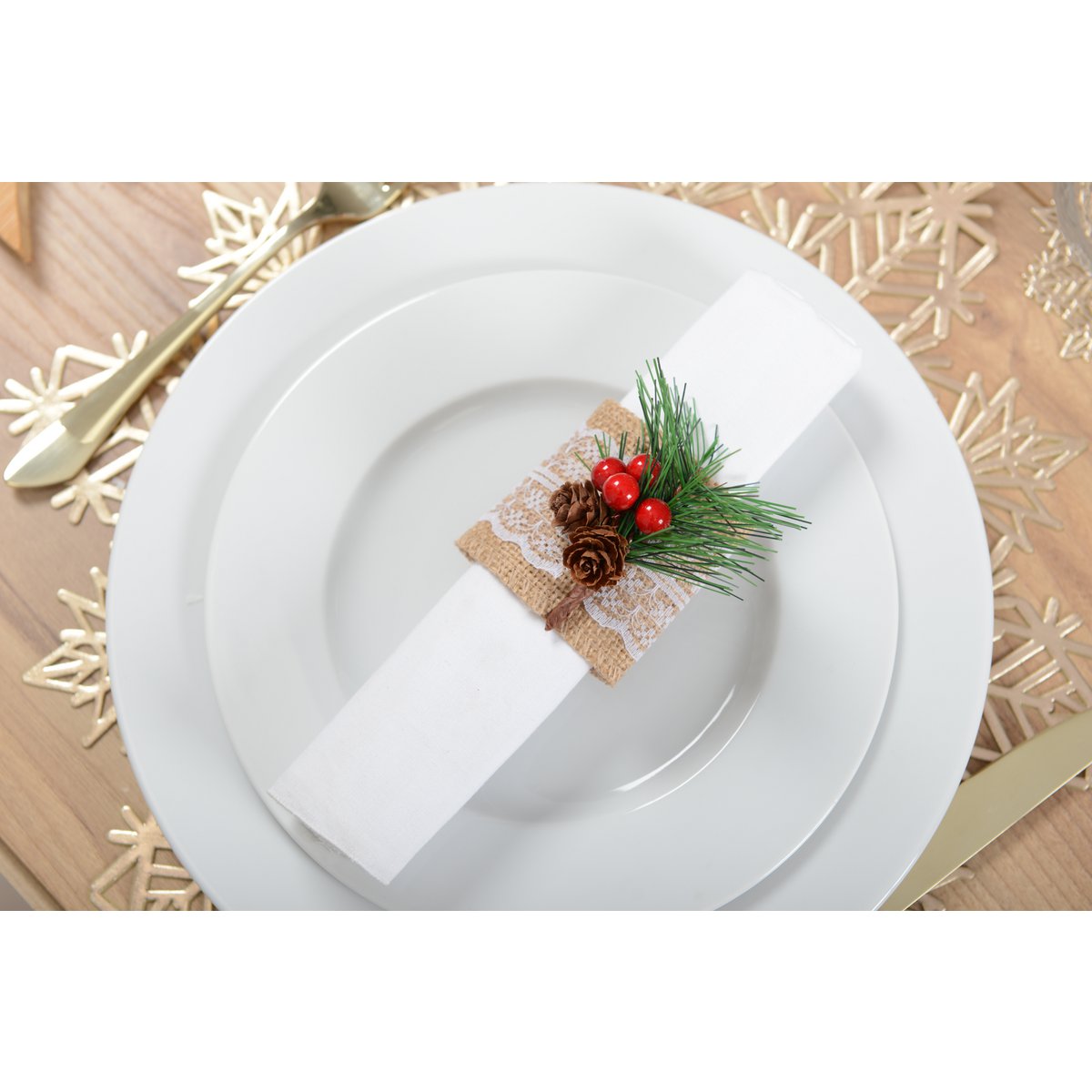 Servetringen hulst set van 4 beige kunststof 6,3 cm