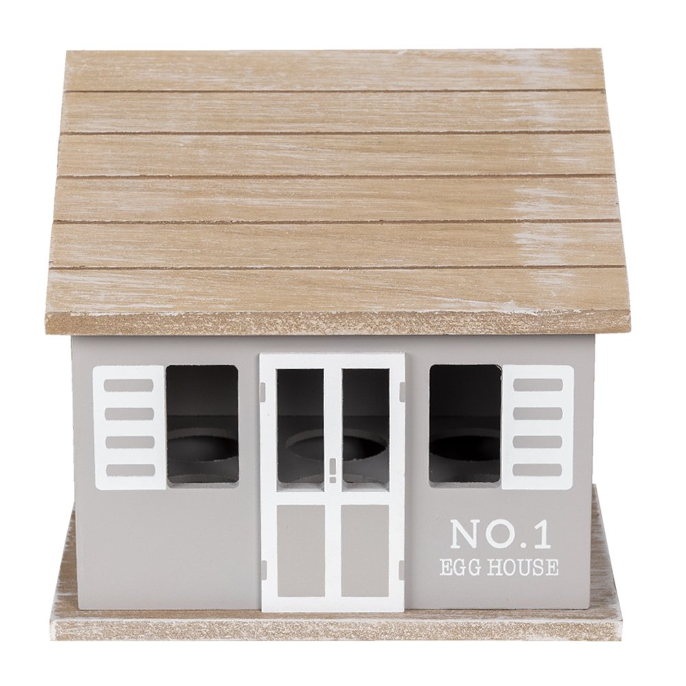 Egg Box House 20x14x18 cm Grey Brown Wood Egg Holder