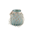 Glazen vaas macrame groen 16,5 cm