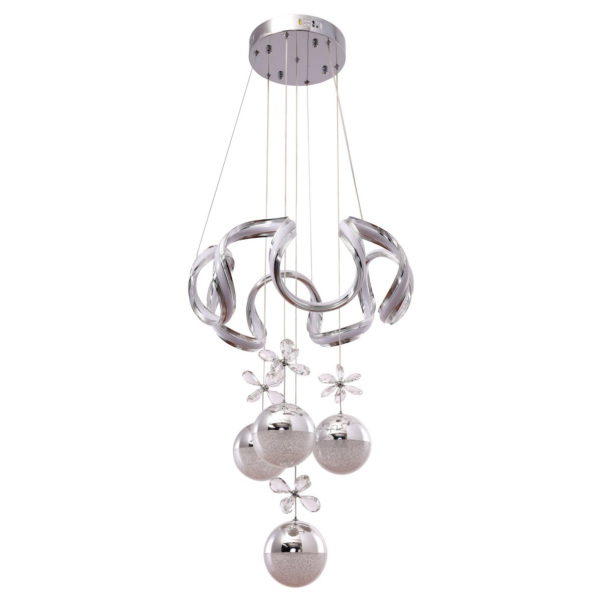 Clove Chrome 50 cm Pendant Lamp with Flower Elements