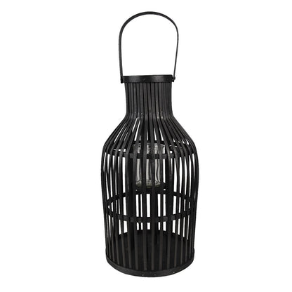 Hurricane Lamp Ø 23x39 cm Black Bamboo Candle Holder