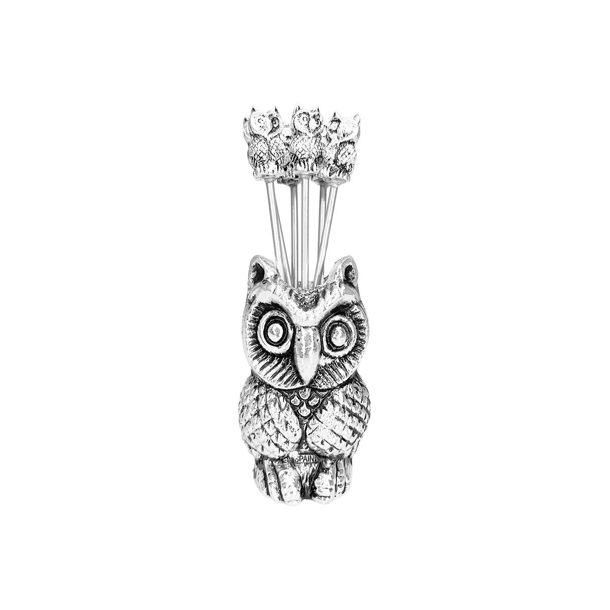 Aperitief spikes uil zilver hars