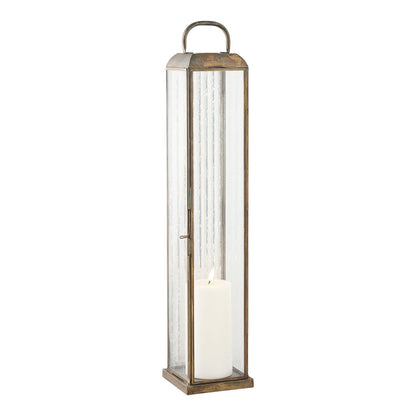 Herslev Lantaarn, glas/metaal, antiek messing look, 12x12x60 cm