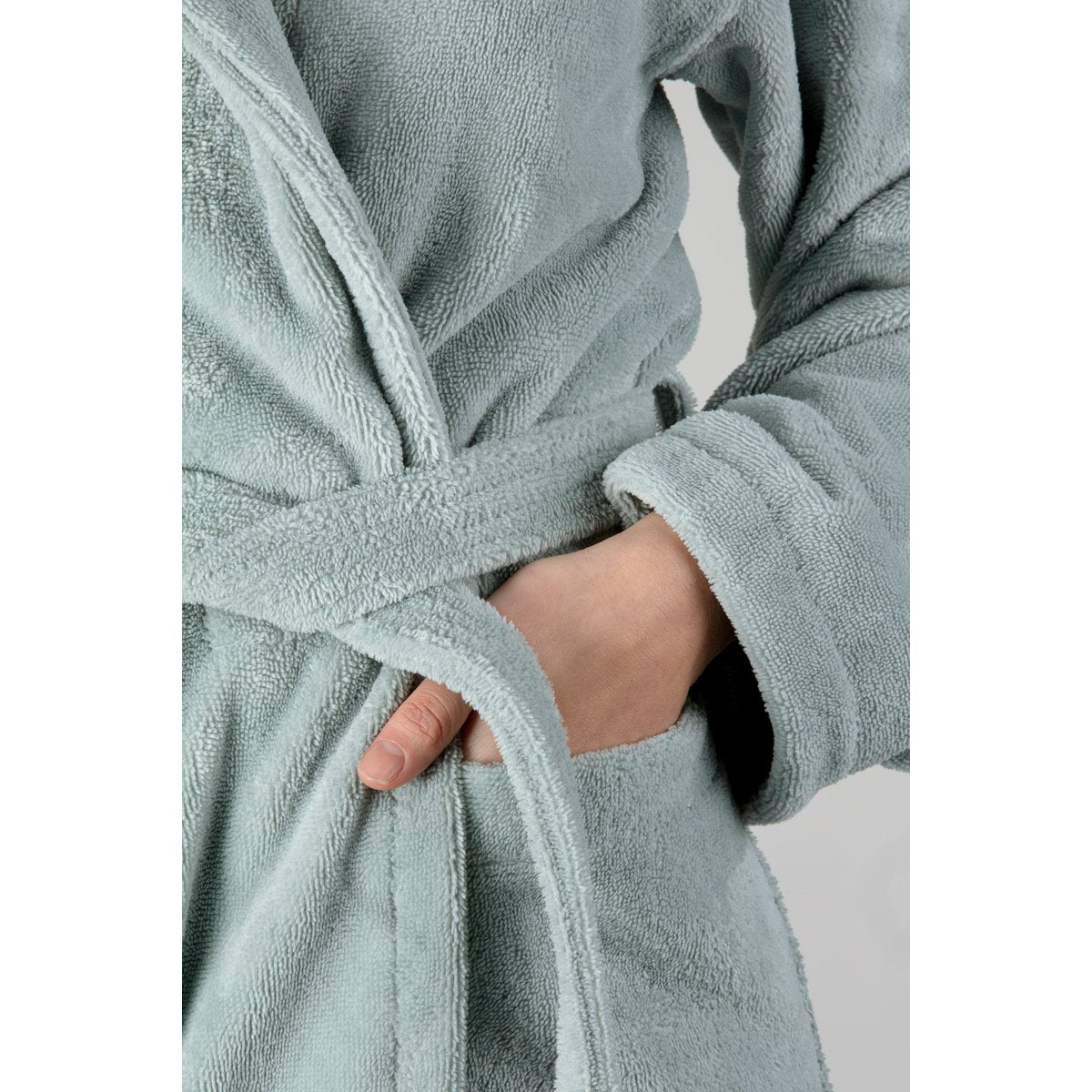 Kinderbadjas teddy zeegroen fleece katoen