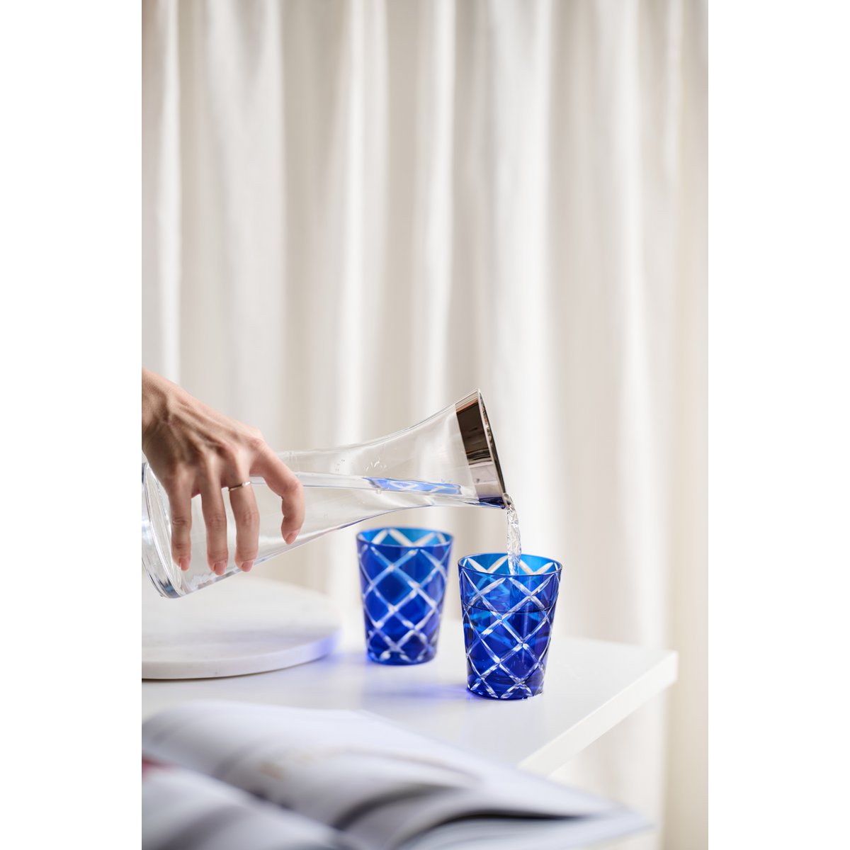 Mok Dio set van 4 blauw rood glas 0,23L